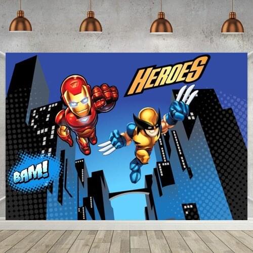 Superhero Cityscape Photography Backdrops Super Hero Birthday Party Kid Photo Background Boy Customized Photocall Photo Studio