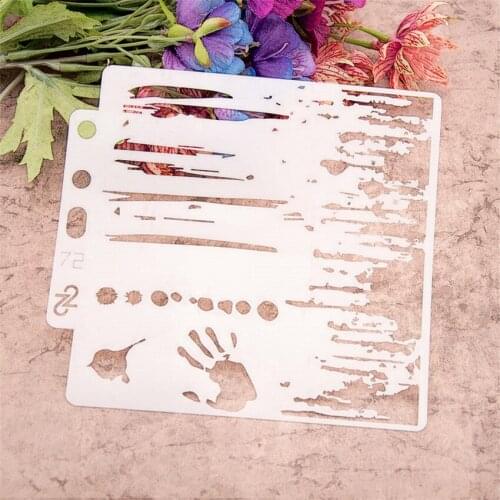 14.1*13 Beach hand print stencils spray plastic mold shield DIY cake hollow Embellishment printing lace ruler Easter
