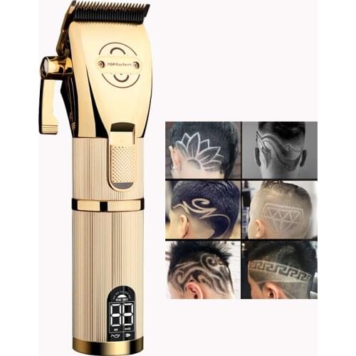 USB Rechargeable Gold Hair Clipper Electric hair trimmer Cordless Shaver Trimmer Men Barber Hair Cutting Machine