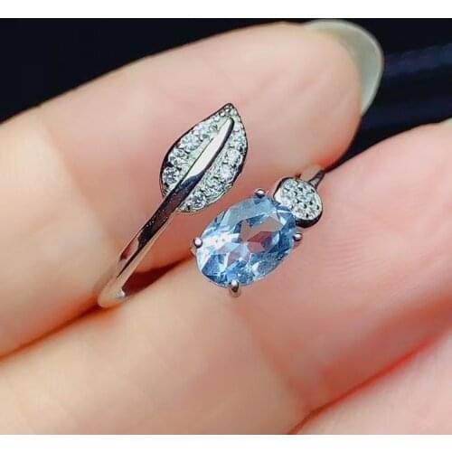 CoLife Jewelry Silver Leaf Ring for Daily Wear 5*7mm Natural VVS Grade Topaz Silver Ring 925 Silver Topaz Jewelry
