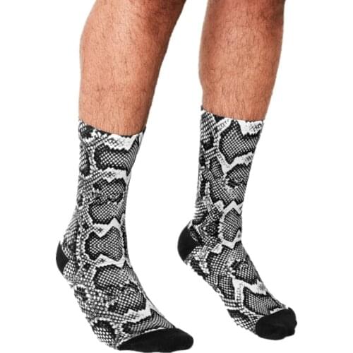 Funny Mens socks Silver Snake personality Pattern Printed hip hop Men Happy Socks cute boys street style Crazy Socks for men