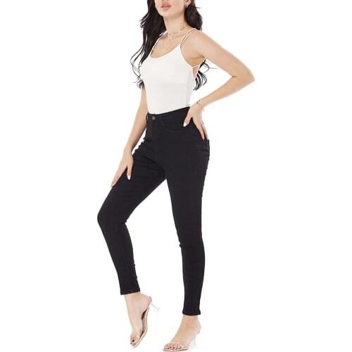 Women Black Slim Fit Denim Jeans Womens Fashion High Waist Stretch Skinny Jean Denim Pants Trouser