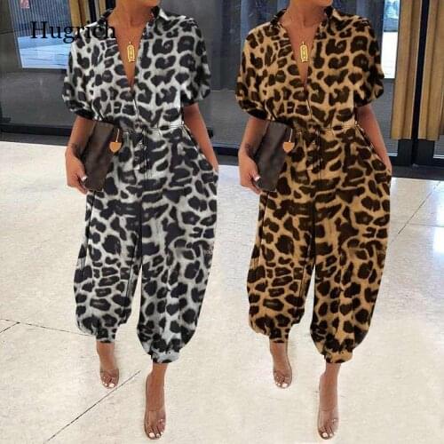 Women Jumpsuits Celmia 2021 Fashion Harem Pants Casual Loose Buttons Rompers Short Sleeve Cargo Pants Plus Size Overalls Femme