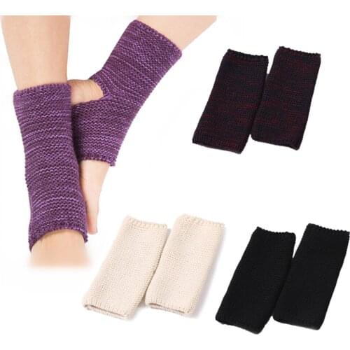 2 Pair Women Yoga Socks with Open Heel Autumn Winter Female Acrylic Fiber Calf Knitted Leg Warmers Leggings Crochet Boot Covers