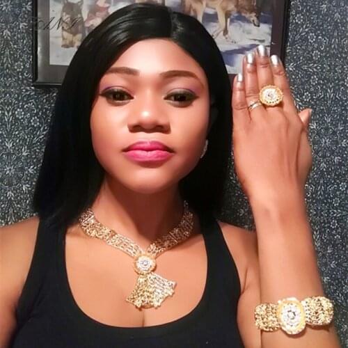 Fani Dubai Gold Color Jewelry Set Brand Nigerian women Costume Wedding bridal Jewelry Set African Beads Jewelry Set Wholesale