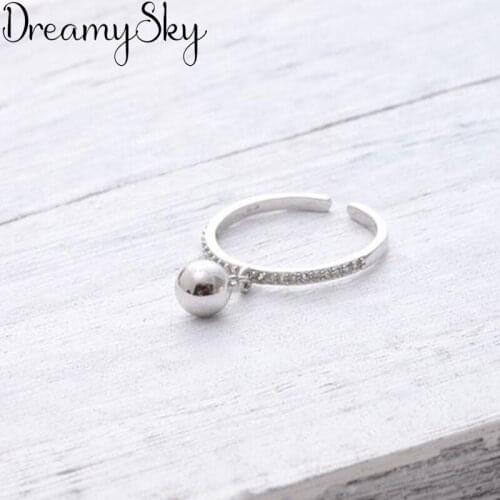 Korean Fashion Silver Color Crystal Ball Adjustable Size Ring For Women Ladies Luxury Jewelry Trendy Antique Ring Anillos