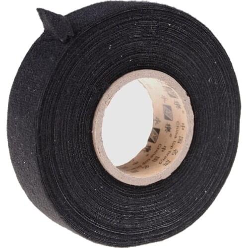 1Pcs Black Color 1Roll 19mm x 15M 15mx9mm Wiring Harness Tape Strong Adhesive Cloth Fabric Tape For Looms Cars