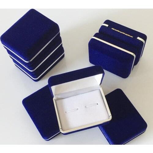 100pcs Blue Velvet Cufflink Holder Wedding Cufflinks Gift Storage Display Case Cuff Links Mens Jewelry Box 5.8*7*2.8cm SN541