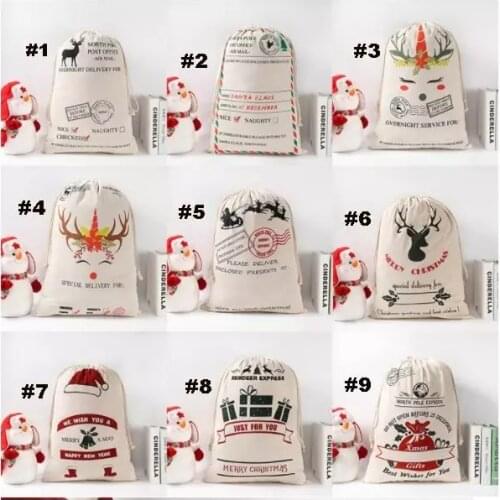 2021 New Year Gift Santa Sacks Personalized Large Santa Claus Bag Custom Christmas Canvas Gift Bags Drawstring Cotton Sant