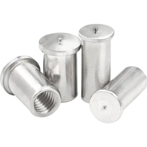 22pcs M5 spot welding nut muff sleeve inner thread stud soldering nuts muffs sleeves aluminium alloy flat head nail 8mm-30mm