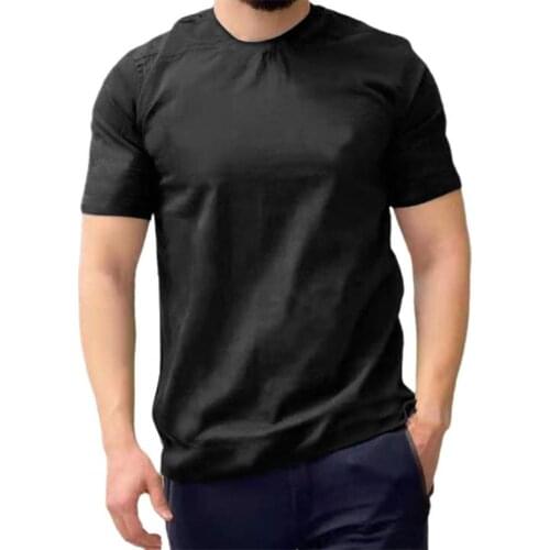 40% Dropshipping!!Short Sleeve Loose Basic T-shirt Pullover O Neck Solid Color Men Top for Daily Wear