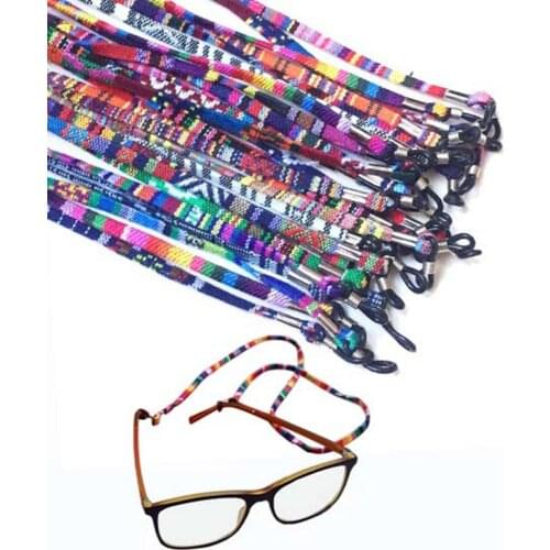 5mm wide Retro Eyeglass sunglasses cotton neck string cord retainer strap eyewear lanyard holder with good silicone loop