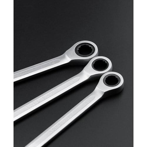 7pcs Car Repair Tool Set Stainless Steel Metric Spanner Wrench Ratchet Double-ended Ratcheting Wrench with Plastic Stand Auto