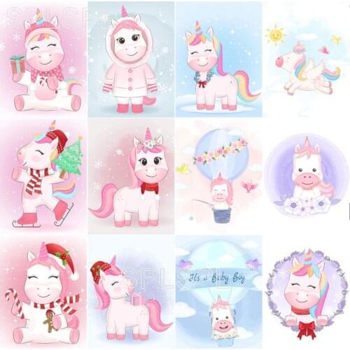 Diamond Painting Cartoon Unicorn Square Diamond Round Diamond Decoration Customizable Wall Art Decoration for Living Room