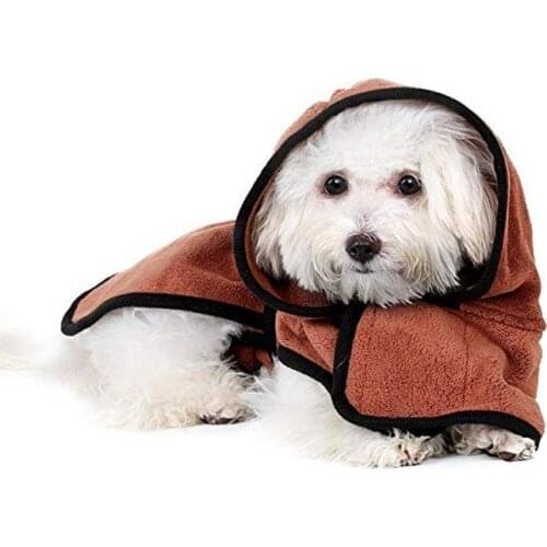 Dog Bathrobe Warm Pets Clothes Super Absorbent Pet Drying Towel Embroidery Paw Cat Hood Pet Bath Towel Grooming XS-XL