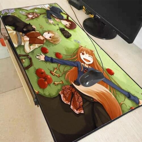 MRGBEST Spice and Wolf Anime Girl Large Size Gaming Mouse Pad PC Computer Gamer Mousepad Desk Mat Locking Edge for CSGO LOL Dota