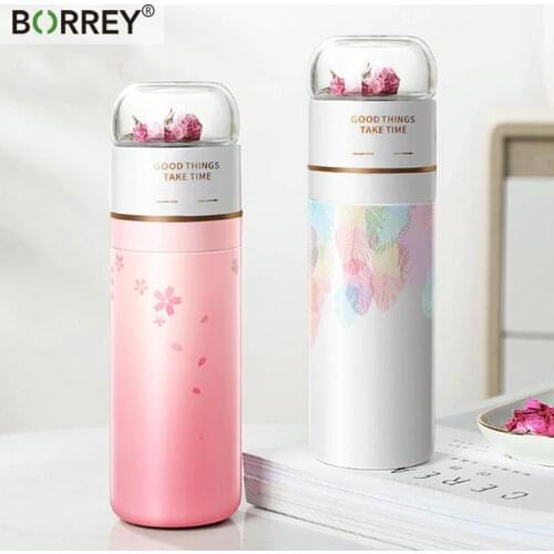 BORREY Creativity Tea Water Separation Thermos Bottle Car Outdoor Water Bottle Leakproof Water Bottle Gifts for boys And Girls