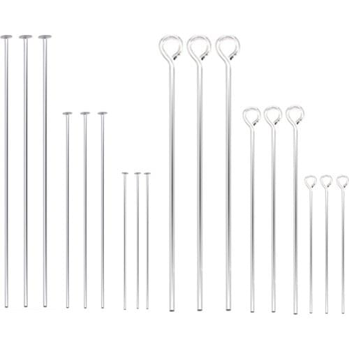 Wholesale 100Pcs 20 30 40 50 60 70mm Stainless Steel Heads Eye Flat Head Pin for Jewelry Making Findings Accessories Supplies