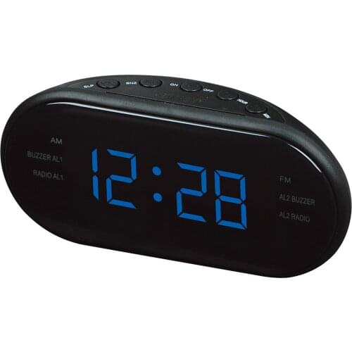 220V EU Plug AM FM Dual Frequency Radio Alarm Clock Digital LED Clock Luminous Clock Snooze Electronic Home Table Clock