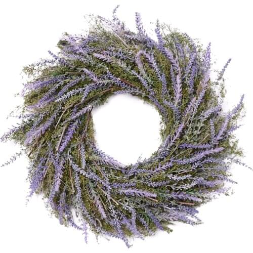 Artificial Lavender Wreath Floral Decor For Outdoor Front Door Home Rattan Linen Decoration 45cm/48cm Party Natural Garlands