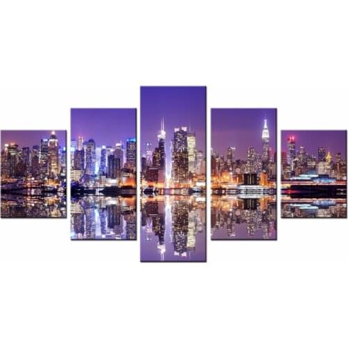 Framed 5 Panels Beautiful city landscape Canvas Print Painting Modern Canvas Wall Art for Wall Picture Home Decor Artwork