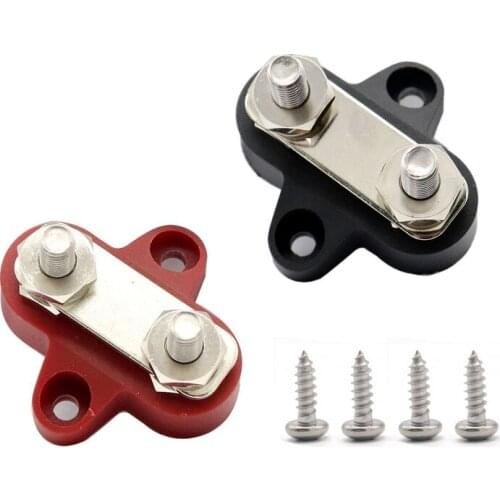 Red/black Double Terminal M8/M6 Screw Fixed Wire Connector Truck Motorhome Yacht Busbar
