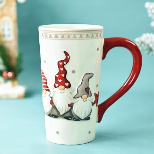 High-capacity mug ceramic household embossed cups Cute trend milk cups Office cups mugs coffee cups