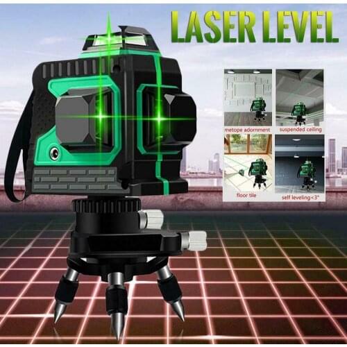 12 Lines 3D Green Laser Level Self-Leveling 360 Degree Horizontal and Vertical Cross Lines Super Powerful Green Laser Beam Line