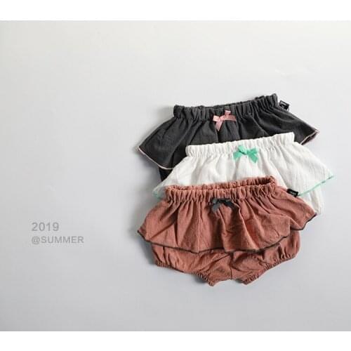 Fashion Baby Kids Cotton Shorts Candy Color Bottoms Toddler Ruffles Shorts Baby Girl Summer Bloomers with Bow 1-4T New Arrivals