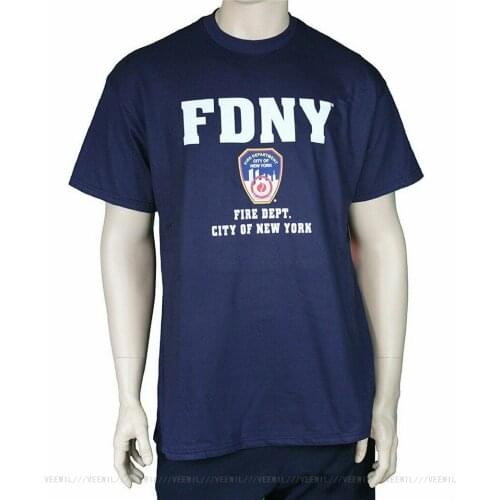 MENS NAVY T SHIRT FIRE DEPT BLUE NEW YORK CITY OFFICIAL LICENSED TOP TEE