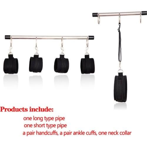 Metal Steel Pipe Handcuffs BDSM Collar Ankle Cuffs Bondage Set Adult Erotic Game Slave Restraints Torture Sex tools For Couples