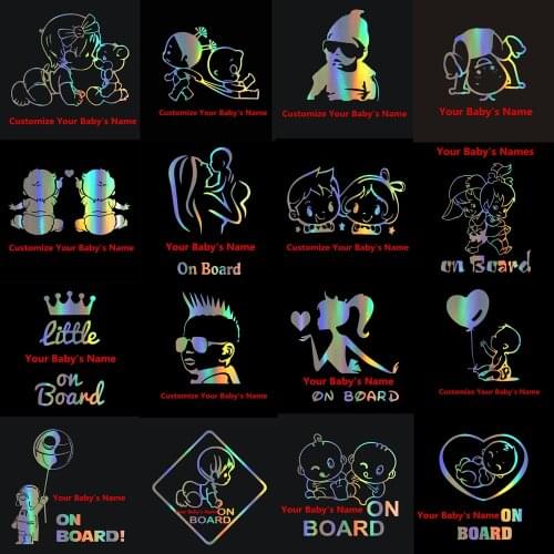 Customize Your Babys Name ON BOARD Car Stickers Window Door Body Motorcycle Car Decals and Stickers For Car Styling Decoration