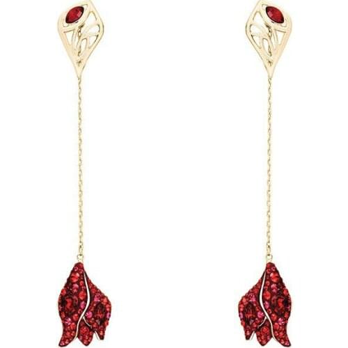 New Red Rose Long Tassel Drop Earrings For Women Fine Jewelry Swa 1:1