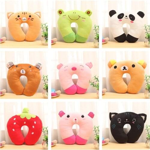 New Cartoon U-Shaped Pillow Neck U-Pillow Cervical NAP Cute Airplane Travel Pillow Panda Pig Tiger Black Cat Cute Neck Pillow
