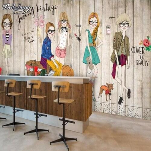 Beibehang Custom wallpaper white brick fashion girl wallpaper living room TV barbershop large mural wallpaper for walls 3 d