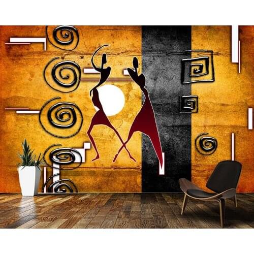 Papel de parede African abstract characters retro wallpaper,living room bedroom wall papers home decor restaurant bar mural