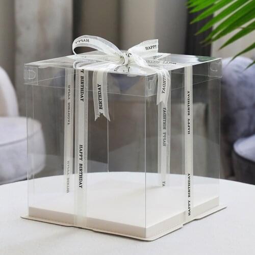 8 Inch Single Layer White Transparent Plastic Cake Box For Baking Packaging D1