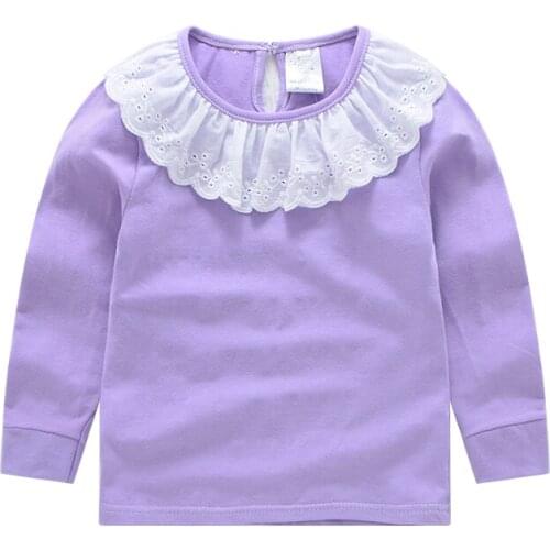 1-8y baby girls clothes t-shirts 100% cotton peter pan collar long-sleeve casual sweet princess female children t shirts