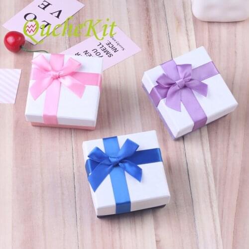 15PCS 3 Colors Ribbon Bow Jewelry Casket For Bracelet Earring Storage Container Box Lovely Christmas Packaging Gift Box