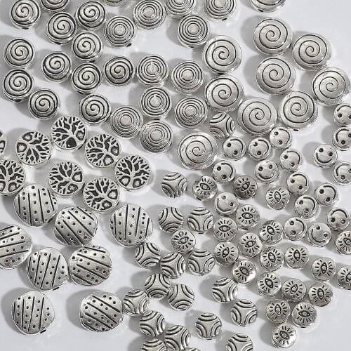 Hot sale 20-50Pcs/Pack Alloy Metal Oblate Spacer Beads Spacer Beads for Jewelry Making European Bracelet DIY Charm Bracelet