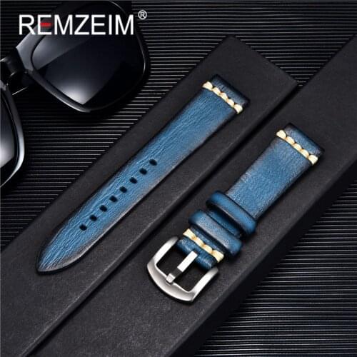 Handmade Cowhide Watch Band 18mm 20mm 22mm 24mm Replacement Genuine Leather Watchbands Strap Vintage Bracelet Accessories