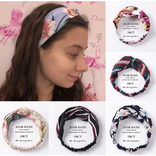 Bohemian Print Hair Bands for Women Girls Floral Cloth Headbands Vintage Cross Turban Bandage Elastic HairBands Hair Accessories