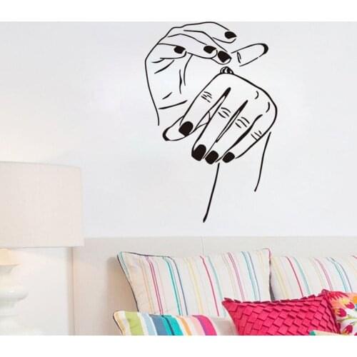 Hand Cosmetics Creme Vinyl Wall Decal Girls Manicure Shop Window Wall Decoration Self Adhesive Stickers For Living Room ZA300