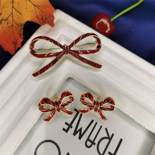 United States to restore ancient ways jewelry enamel glaze bow brooch female cui li, 925 silver earrings on the spot