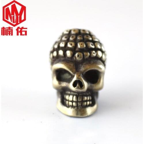 Vintage Skull Brass Buddha Head Knife Beads EDC Paracord Beads Drop Umbrella Accessories Bracelet Pendant