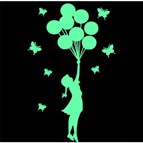 Balloon and Butterfly Glow Wall Stickers for Kids Rooms Home Decor Living Room Baby Girl Bedroom DIY Decoration Luminous Sticker