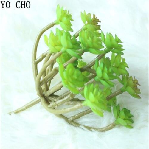 YO CHO 1PC Creative Artificial Succulent Grass Plant Green Fake Landscape Lotus Plants Flower DIY Garden Cactus Party Decoration