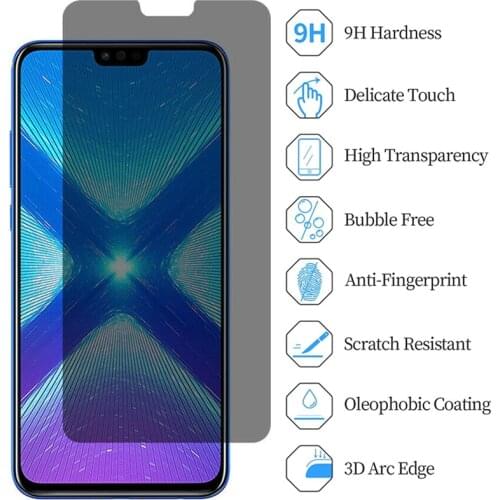 Anti-Spy Protective Glass For Honor 30 30S 20 LITEAnti-Peep Tempered Screen Protector For Honor 8 9 10 8C 8X 9X 9i X10 9 LITE