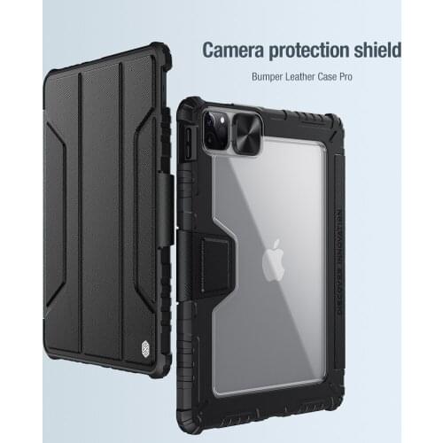 Camera Protection Bumper Case for iPad Air 10.9 2020 /Air 4 /Pro 11 2020 NILLKIN Magnetic PU Leather + Hard Plastic Flip Cover