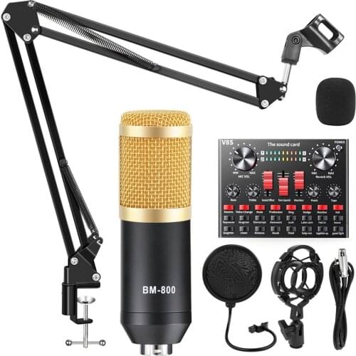 V8S Sound Card bm 800 Microphone Mixer Kit Audio Interface for Phone Computer PC Podcast Recording BM800 Condenser Microphone